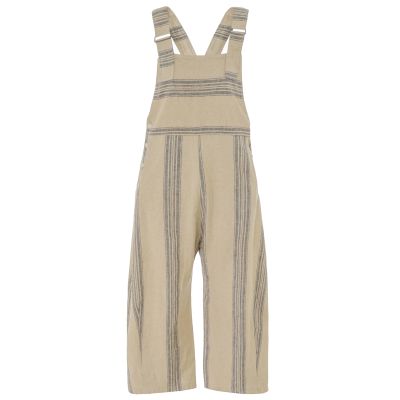 Striped Linen-Blend Dungarees