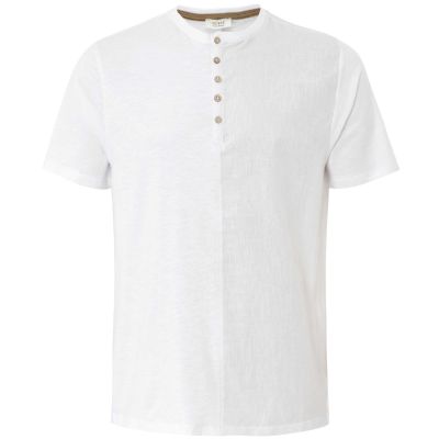Cotton Linen Henley T-Shirt